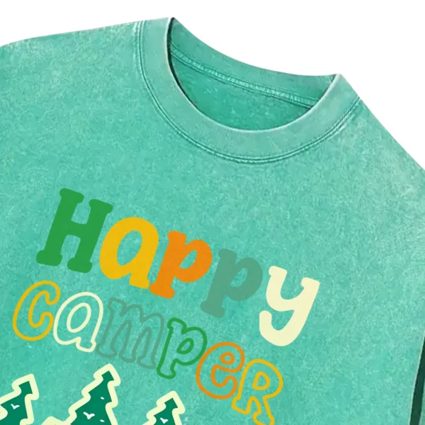 Happy Camper Washed Tshirts Gift For Fan