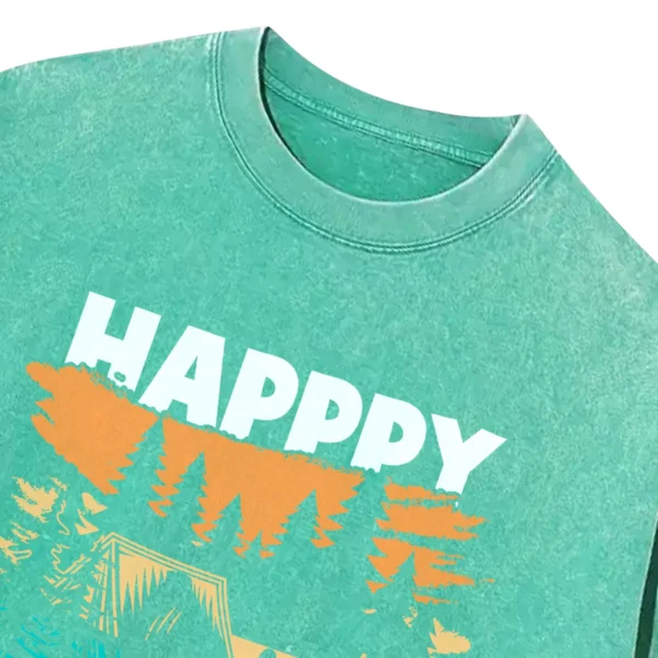 Happy Camping Washed Tshirts Gift For Fan
