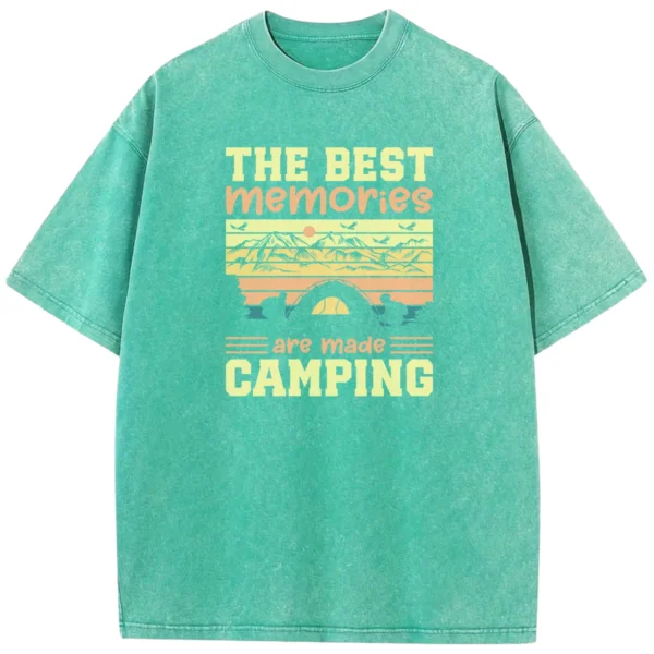 The Best Memories Are Made Camping Vintage Washed Tshirts Gift For Fan