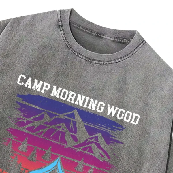 Camp Morning Wood Relax Pitch A Tent Vintage Washed Tshirts Gift For Fan