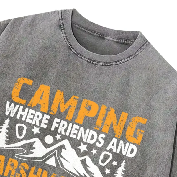 Camping Where Friends And Marshmallows Get Toasted Together Washed Tshirts Gift For Fan