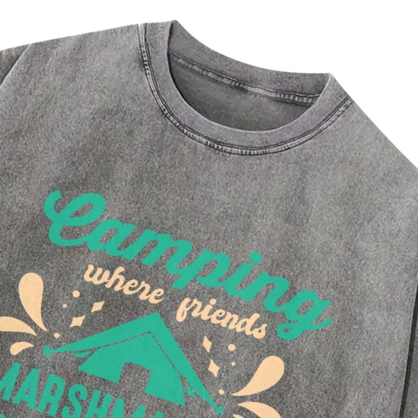 Camping Where Friends Marshmallows Get Toasted Together Washed Tshirts Gift For Fan
