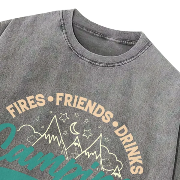 Fires Friends Drink Camping Crew Washed Tshirts Gift For Fan