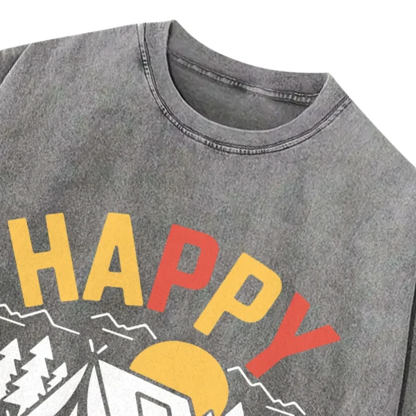Happy Camper Vintage Washed Tshirts Gift For Fan