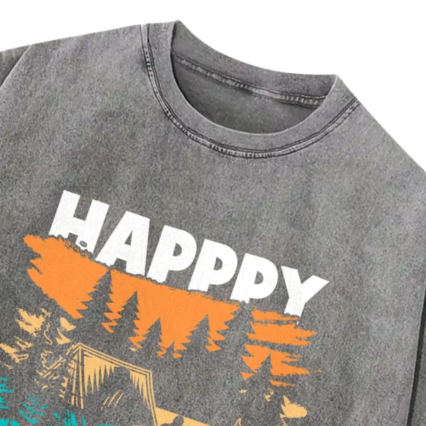 Happy Camping Washed Tshirts Gift For Fan