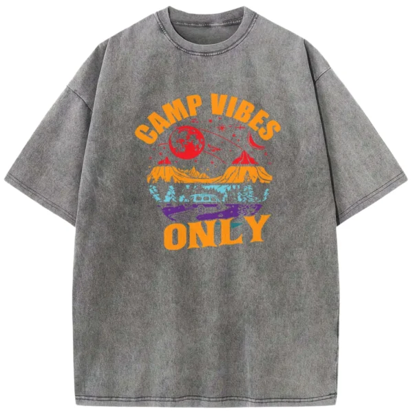 Camp Vibes Only Washed Tshirts Gift For Fan