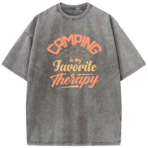 Camping Is My Favorite Therapy Washed Tshirts Gift For Fan
