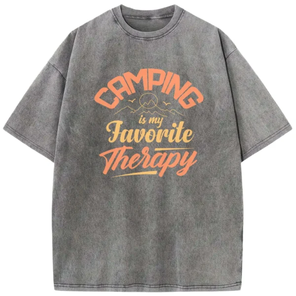 Camping Is My Favorite Therapy Washed Tshirts Gift For Fan