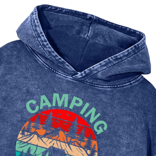 Camping Is My Happy Place Washed Pullover Hoodie Gift For Fan