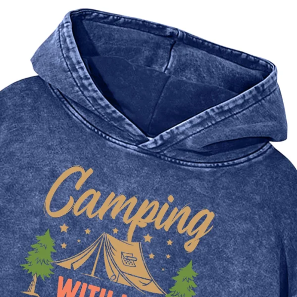 Camping With My Favorite Gnomies Washed Pullover Hoodie Gift For Fan
