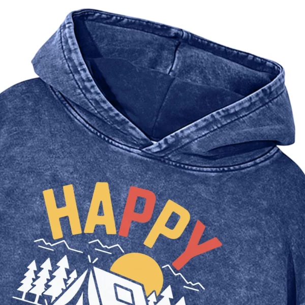 Happy Camper Washed Pullover Hoodie Gift For Fan