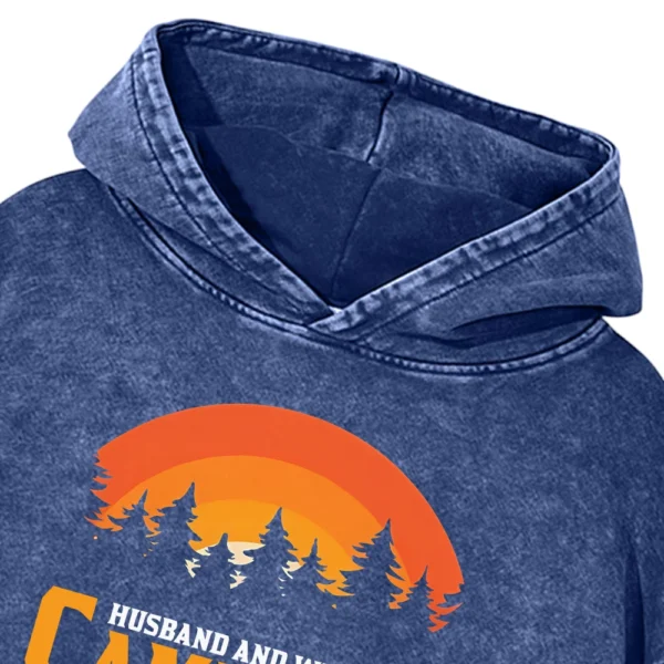 Husband And Wife Camping Partners For Life Washed Pullover Hoodie Gift For Fan
