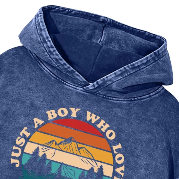 Just A Boy Who Loves Camping Washed Pullover Hoodie Gift For Fan