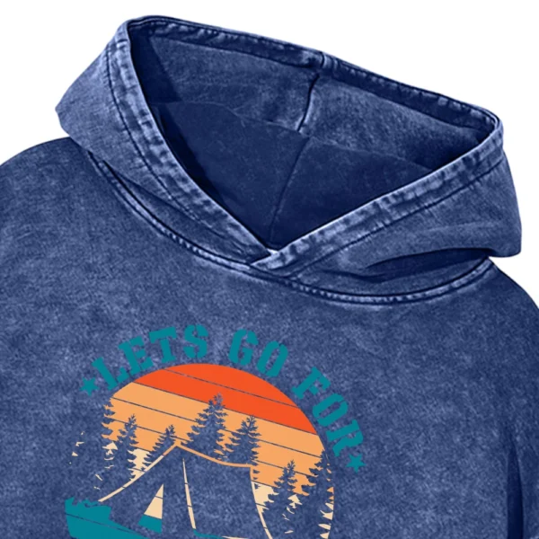 Lets Go For Camping Washed Pullover Hoodie Gift For Fan