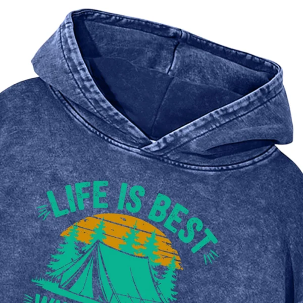 Life Is Best When You’re Camping Vintage Washed Pullover Hoodie Gift For Fan
