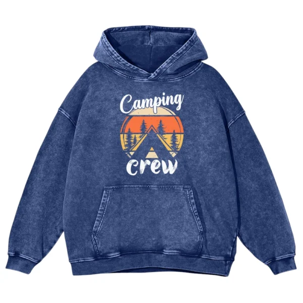 Camping Crew Washed Pullover Hoodie Gift For Fan