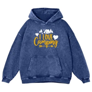 I Love Camping Washed Pullover Hoodie Gift For Fan