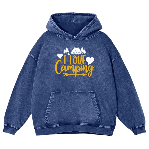 I Love Camping Washed Pullover Hoodie Gift For Fan