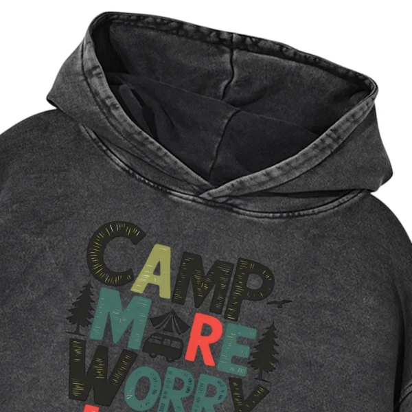 Camp More Worry Less Washed Pullover Hoodie Gift For Fan
