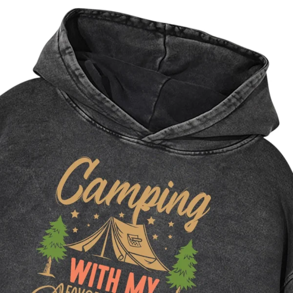 Camping With My Favorite Gnomies Washed Pullover Hoodie Gift For Fan