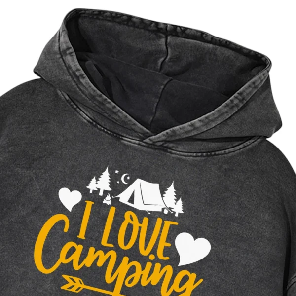 I Love Camping Washed Pullover Hoodie Gift For Fan