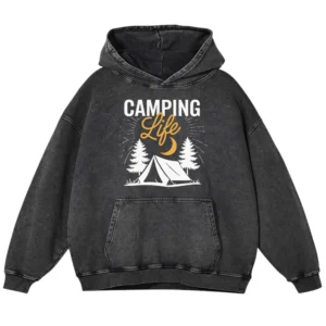 Camping Life Washed Pullover Hoodie Gift For Fan