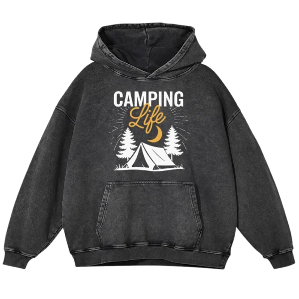 Camping Life Washed Pullover Hoodie Gift For Fan