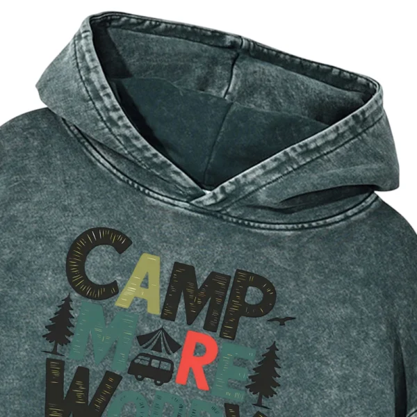 Camp More Worry Less Washed Pullover Hoodie Gift For Fan