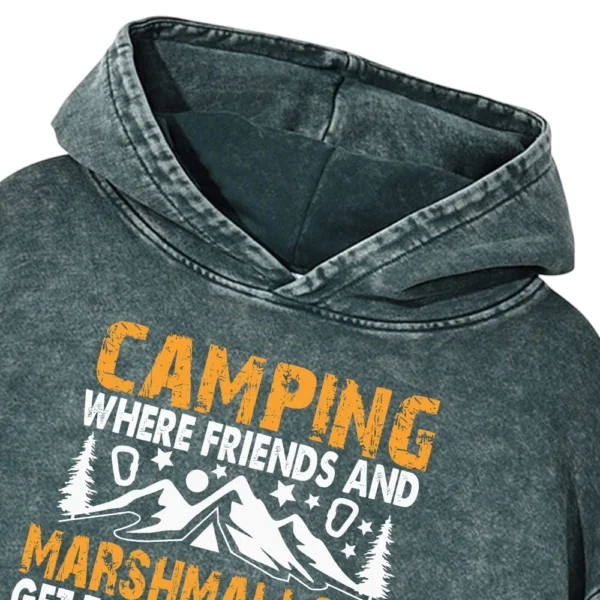 Camping Where Friends And Marshmallows Get Toasted Together Washed Pullover Hoodie Gift For Fan