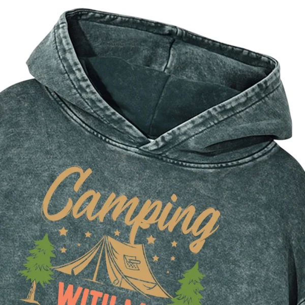 Camping With My Favorite Gnomies Washed Pullover Hoodie Gift For Fan