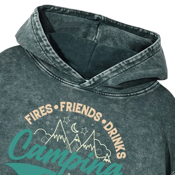 Fires Friends Drinks Camping Crew Washed Pullover Hoodie Gift For Fan