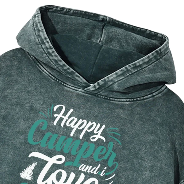 Happy Camper And I Love Camping Washed Pullover Hoodie Gift For Fan