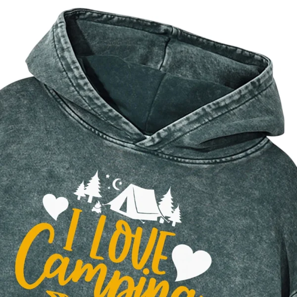 I Love Camping Washed Pullover Hoodie Gift For Fan