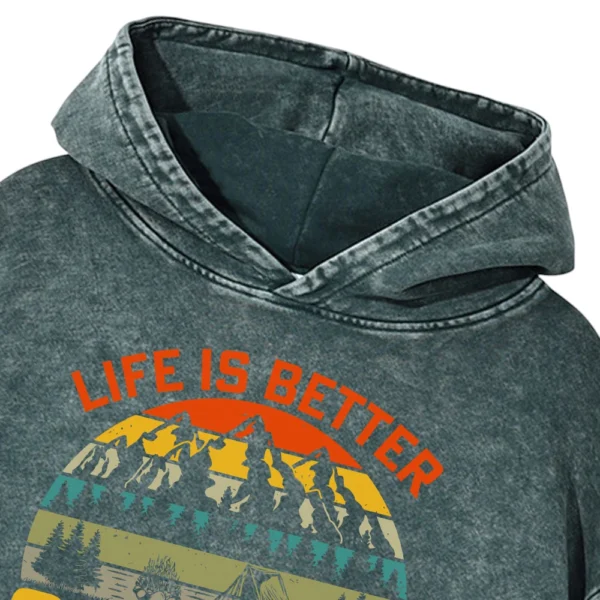 Life Is Better Around The Campfire Vintage Washed Pullover Hoodie Gift For Fan