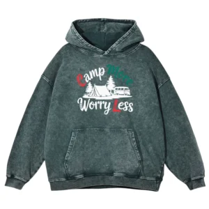 Camp More Worry Less Vintage Washed Pullover Hoodie Gift For Fan