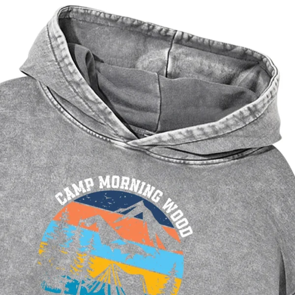 Camp Morning Wood Relax Pitch A Tent Washed Pullover Hoodie Gift For Fan