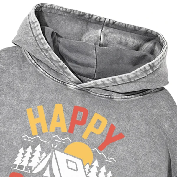 Happy Camper Washed Pullover Hoodie Gift For Fan