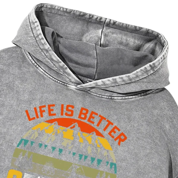 Life Is Better Around The Campfire Vintage Washed Pullover Hoodie Gift For Fan