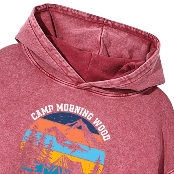 Camp Morning Wood Relax Pitch A Tent Washed Pullover Hoodie Gift For Fan