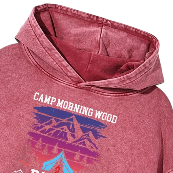 Camp Morning Wood Relax Pitch A Tent Vintage Washed Pullover Hoodie Gift For Fan