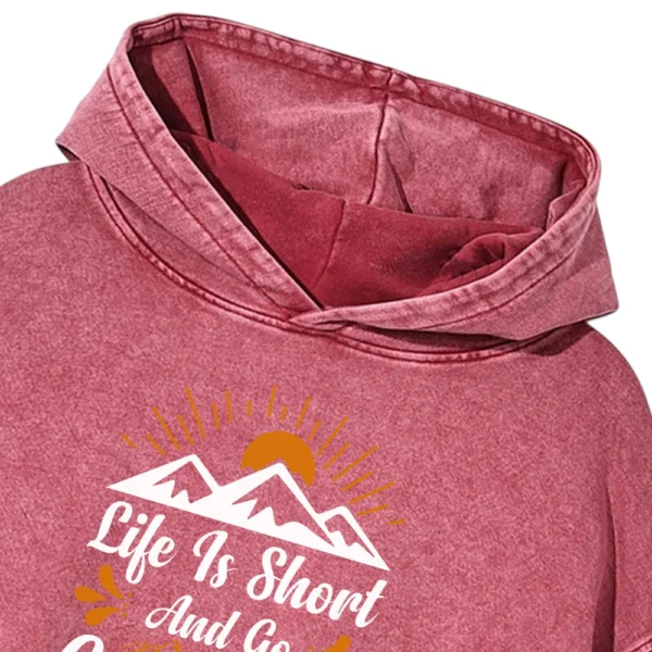 Life Is Short And Go Camping Washed Pullover Hoodie Gift For Fan