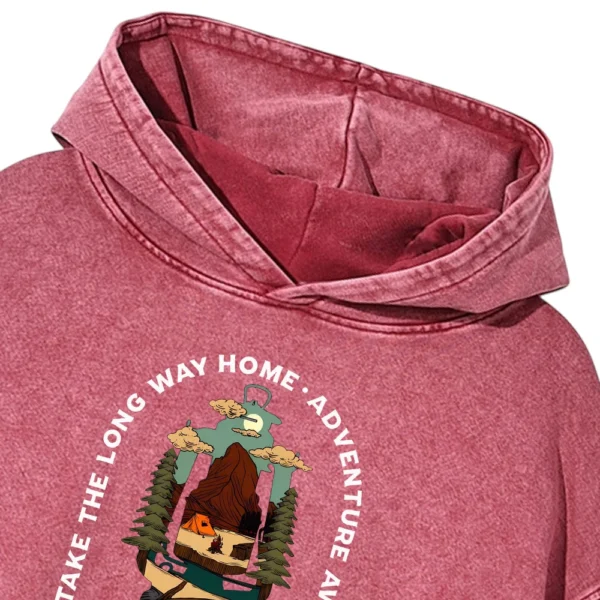 Take The Long Way Home Adventure Awaits Camping Washed Pullover Hoodie Gift For Fan