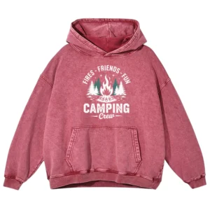 Fires Friends Fun Camping Crew Washed Pullover Hoodie Gift For Fan