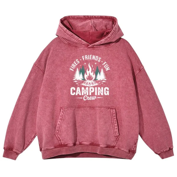 Fires Friends Fun Camping Crew Washed Pullover Hoodie Gift For Fan