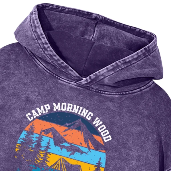 Camp Morning Wood Relax Pitch A Tent Washed Pullover Hoodie Gift For Fan