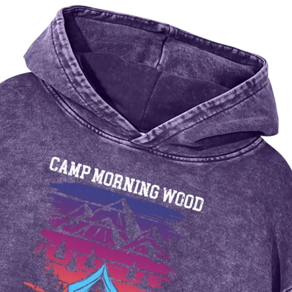 Camp Morning Wood Relax Pitch A Tent Vintage Washed Pullover Hoodie Gift For Fan