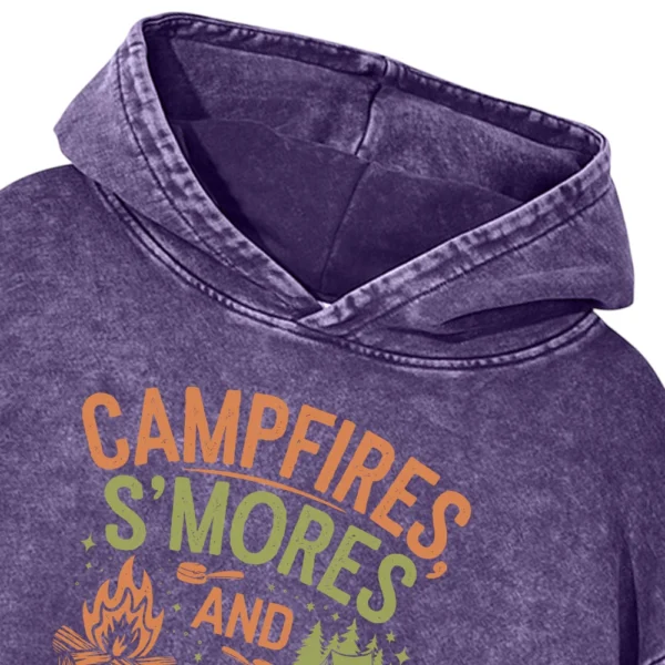 Campfires S’ Mores And Starry Nights Washed Pullover Hoodie Gift For Fan