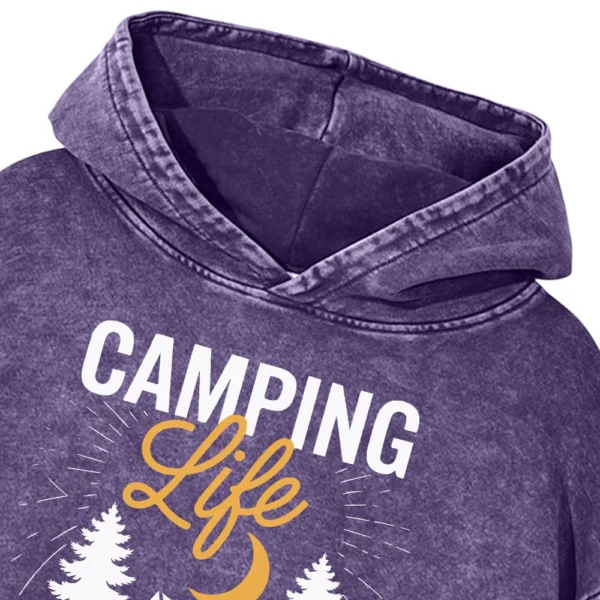 Camping Life Washed Pullover Hoodie Gift For Fan