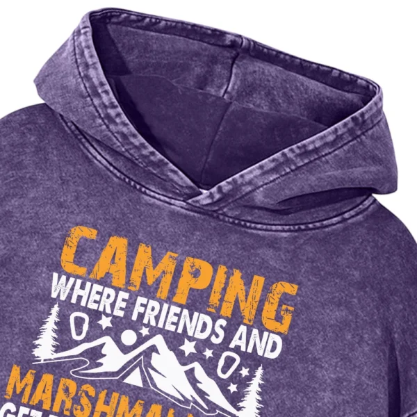 Camping Where Friends And Marshmallows Get Toasted Together Washed Pullover Hoodie Gift For Fan