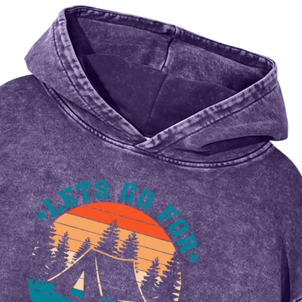 Lets Go For Camping Washed Pullover Hoodie Gift For Fan
